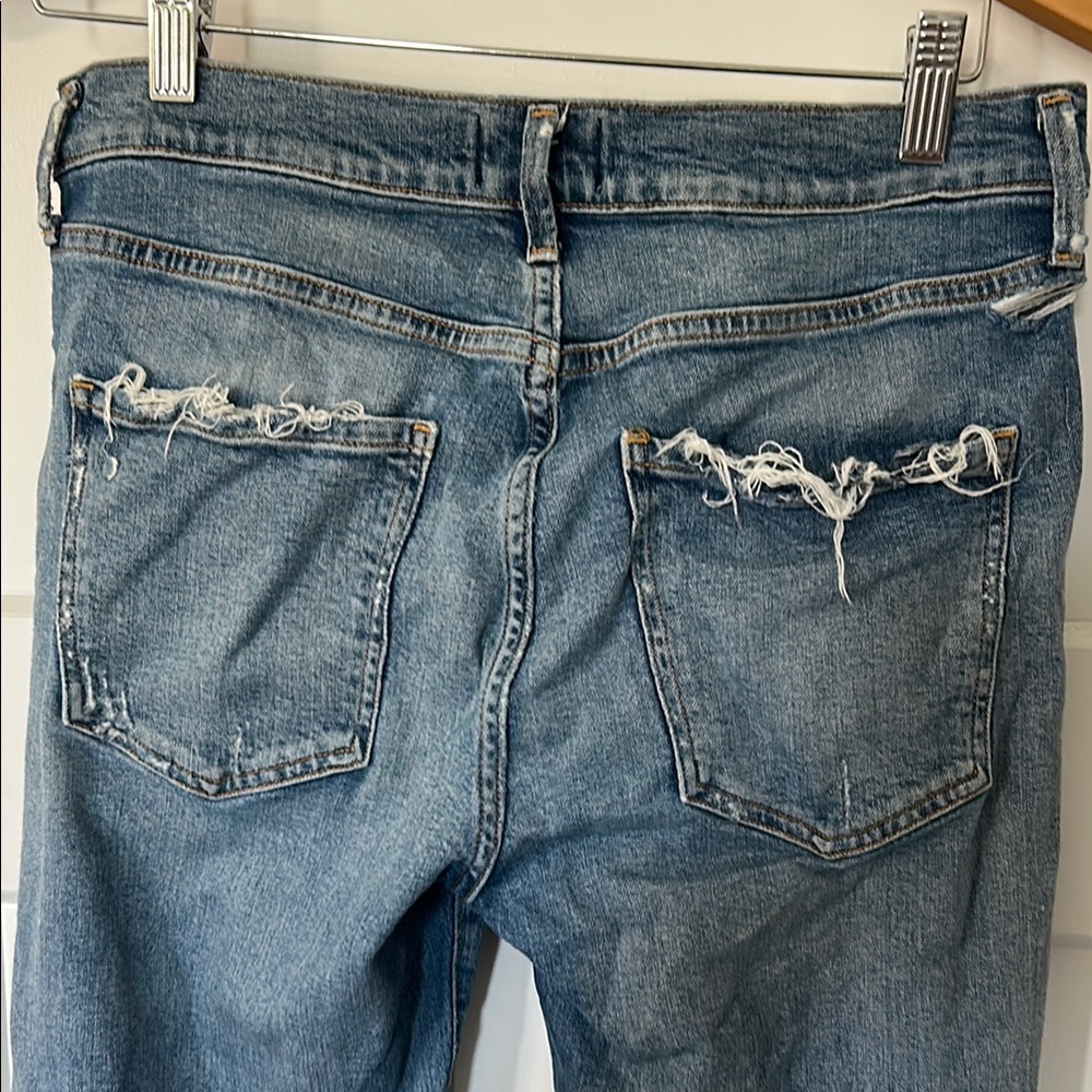 Agolde Ripped Blue Boyfriend Jeans - Picture 8 of 9